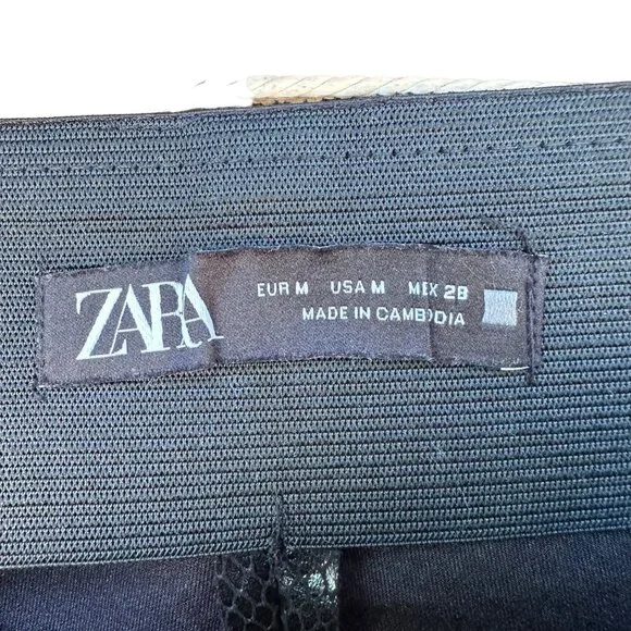 Zara Black Faux Snake Skin Vegan Leather Skinny Pants Size M - Picture 5 of 11